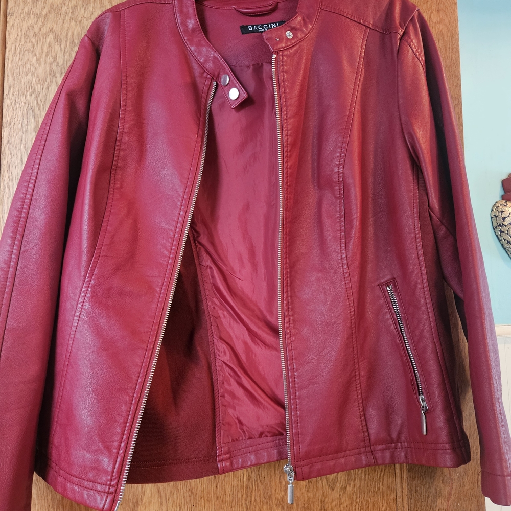 Baccini Women's Bold Red Leather Jacket